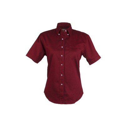 Ladies 100% Cotton Twill Short Sleeve Shirt (Mulberry) (XS-2XL)