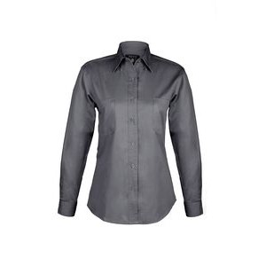 Ladies Cotton Blend Twill Long Sleeve Shirt (GREY) (XS-3XL)