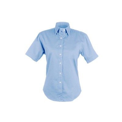 Ladies EASY CARE COTTON BLEND DRESS SHIRTS Short Sleeve(POWDER BLUE) (XS-3XL)