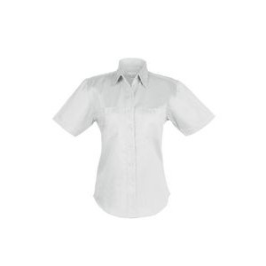 Ladies Cotton Blend Twill Short Sleeve Shirt (WHITE) (XS-3XL)