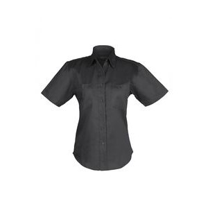 Ladies Cotton Blend Twill Short Sleeve Shirt (GREY) (XS-3XL)