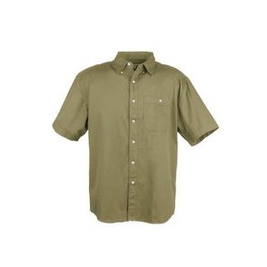 Men's 100% Cotton Twill Short Sleeve Shirt (BEIGE) (XS-5XL)