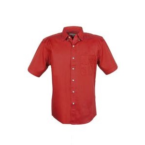 MEN EASY CARE COTTON BLEND DRESS SHIRTS SHORT Sleeve(RED)(S-4XL)