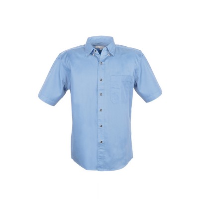 MEN EASY CARE COTTON BLEND DRESS SHIRTS SHORT Sleeve(POWDER BLUE) (S-4XL)