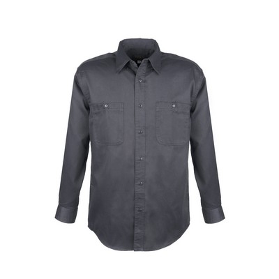 Men's Cotton Blend Twill Long Sleeve Shirt Tall (GREY) (LT-3XLT)