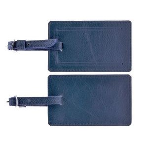 Ashlin® Designer Toledo Navy Blue Rectangular Luggage Bag Tag w/Adjustable Strap