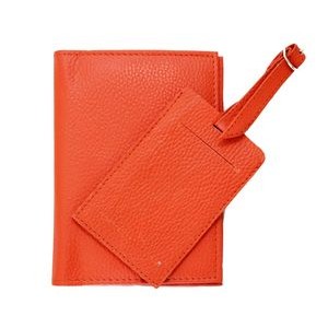 Ashlin Designer Oklahoma Tangerine Orange RFID Blocking Passport Wallet & Luggage Tag