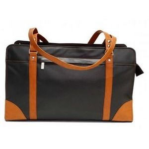 Ashlin® Designer Carlton Ladies Black/Tan Briefcase w/Shoulder Straps