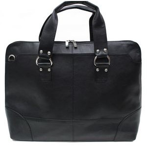 Ashlin® Designer Kellin Ladies Midnight Black Tuscany Cowhide Zippered Briefcase