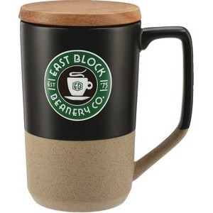 16 Oz. Tahoe Tea & Coffee Ceramic Mug w/Wood Lid