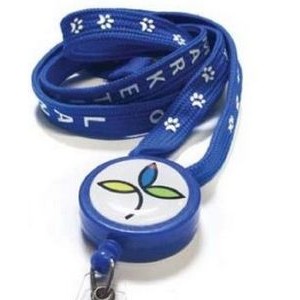 Deluxe Badge Reel Lanyards w/ Printed 1 Color Dome