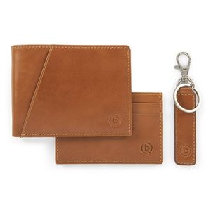 BUGATTI-3PCS SET-Slim Wallet, Key Chain, Card Case-Leather