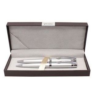 Marco Polo II Pen/Pencil Set-Satin Silver