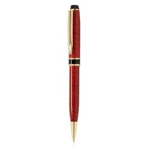 Flat Top Ballpoint Pen-Red Marble