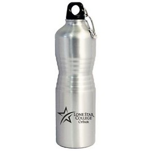 25 Oz. Aluminum Water Bottle w/ Carabiner & Concave Grip Center