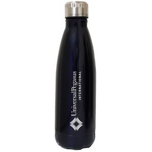 16 Oz. Stainless Steel Vacuum Insulated Bottle, Dark Navy Blue, closeout
