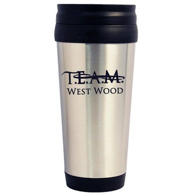 14 Oz. Silver Stainless Steel Travel Tumbler with Plastic Interior