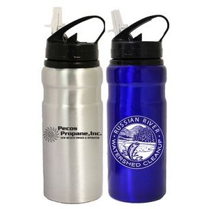 22 Oz. Wide Mouth Aluminum Water Bottle with Straw Drink Spout