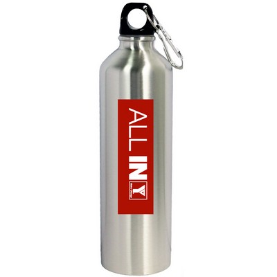 25 Oz. Stainless Steel Water Bottle with Carabiner Clip