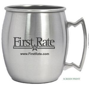 14 Oz. Brushed Stainless Steel Moscow Mule Mug w/ Built In Handle
