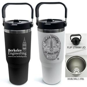 32 Oz. Stainless Steel Vacuum Insulated Tumbler with Straw & Carry Loop