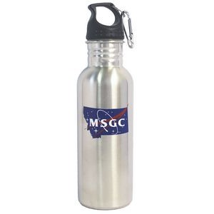 25 Oz. Wide Mouth Stainless Steel Water Bottle with Carabiner/ BPA Free