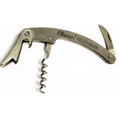 Stainless Steel Corkscrew Opener w/ Knife Blade