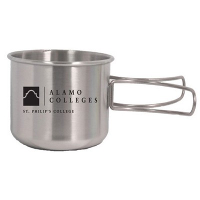 15 Oz. Stainless Steel Camping cup/bowl w/extended foldable handle