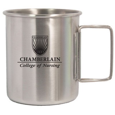14 Oz. Stainless Steel Camping cup w/foldable handle