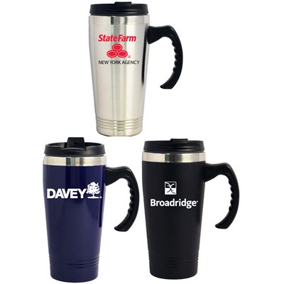 16 Oz. Double Wall Stainless Steel Travel Mug w/Screw-on Lid