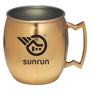 14 Oz. Stainless Steel Moscow Mule Mug w/ Built In Handle, Copper Coated