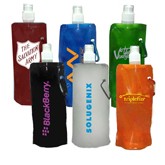 Plastic foldable water bottle with sip thru lid, 22 oz