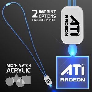 Blue LED Cool Lanyards with Acrylic Square Pendants - Domestic Imprint