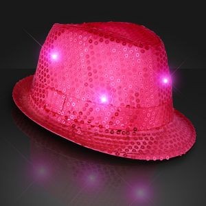 Shiny Pink Fedoras w/ Flashing Lights - BLANK