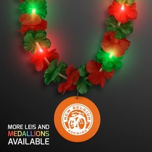 Christmas Hawaiian LED lei with Orange Medallion - Domestic Print