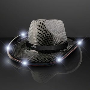 Black Sequin Cowboy Hat with Blank Band - Domestic Print