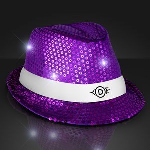 Custom Purple Fedora Hat w/ White Bands - Domestic Print