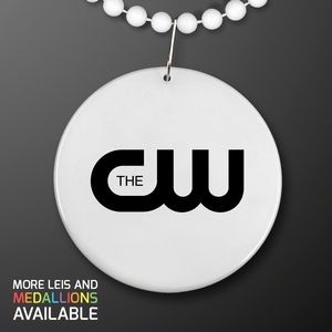 White Medallion with Beaded Necklace (Non Light Up) - Domestic Print