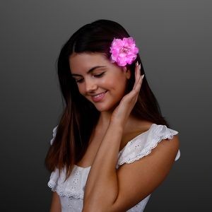 Light Up Pink Flower Hair Clip & Lapel Pin - BLANK