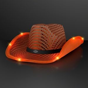 Shiny Orange Cowboy Hat with Black Band - Domestic Print