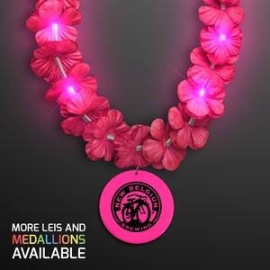 Light Up Pink Lei with Pink Medallion - Domestic Print