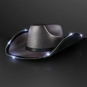 Light Up Dark Silver Cowboy Hat with Black Band - Domestic Print
