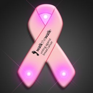 Imprinted Pink Awareness Ribbon Blinking Pin - Domestic Imprint