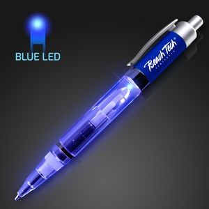 Imprintable Light Up Plastic Blue Pen - Domestic Imprint