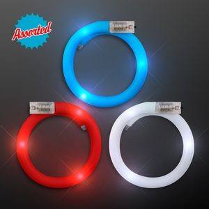 Flashing Tube Bracelets for 4th of July, Assorted Red, White & Blue - BLANK
