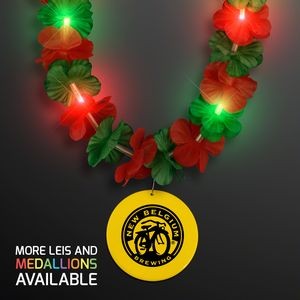 Christmas Hawaiian LED lei with Yellow Medallion - Domestic Print