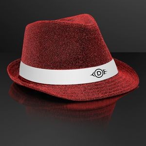 Snazzy Red Fedora Hat with White Band (NON-Light Up) - Domestic Print