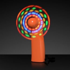 Light Up Promotional Mini Fans with Orange Handles - BLANK