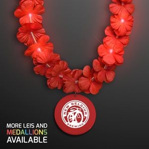 Light Up Red Lei with Red Medallion - Domestic Print