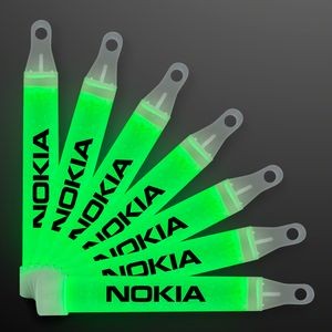 4" Green Mid-Sized Glow Sticks with Lanyard - Domestic Print